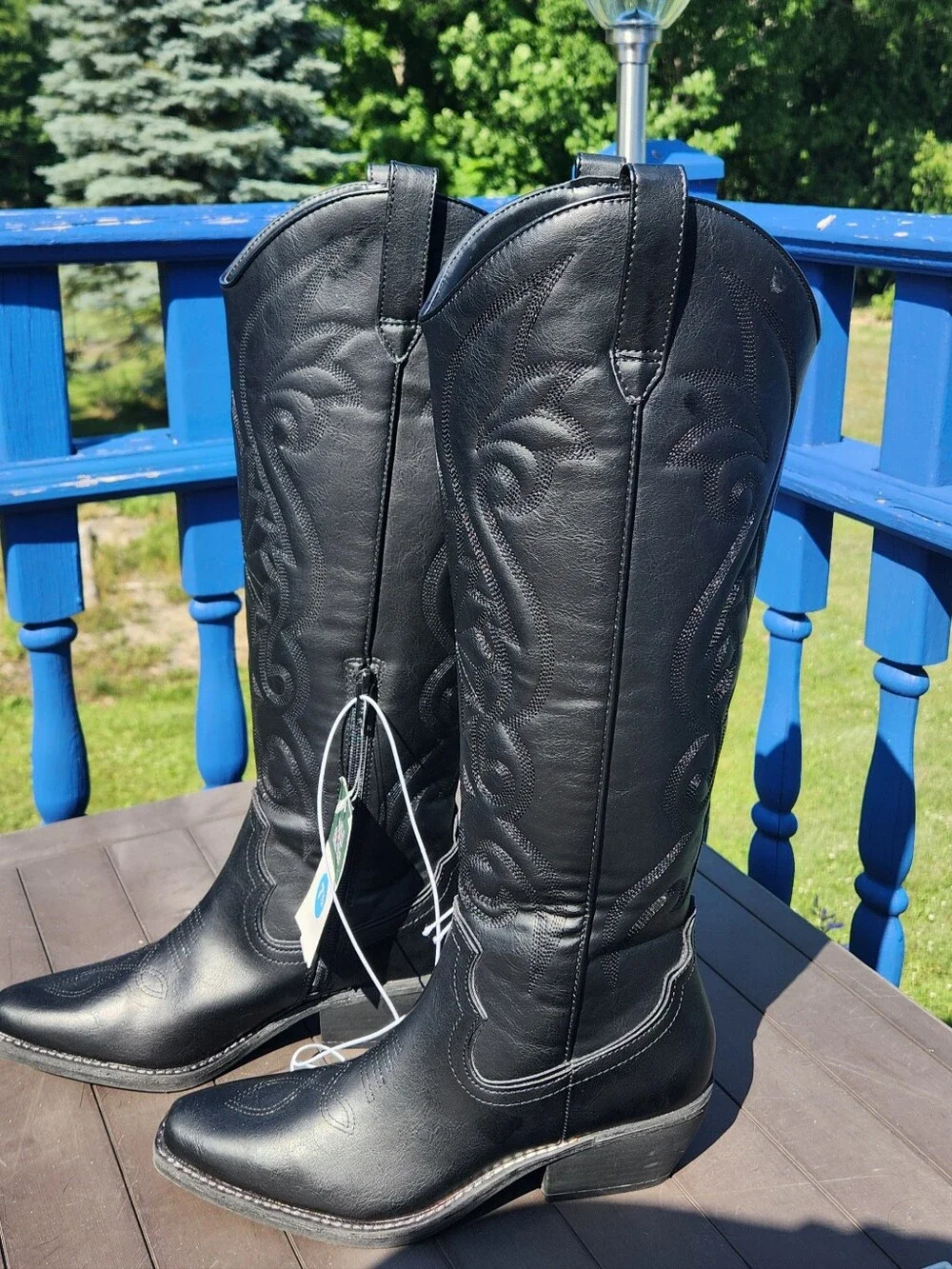 NWT Wild Fable Black Western Style Knee High Boots Size 7½